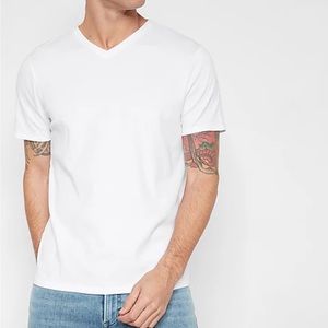 Express V-Neck Perfect Pima Cotton White T-Shirts